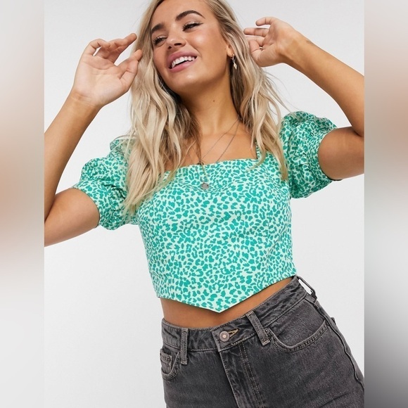 🚨 3 for $25 - Topshop leopard print corset blouse in green - Picture 2 of 10